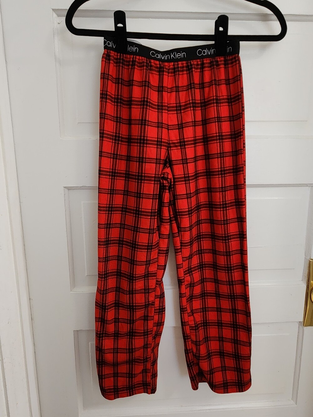 Calvin Klein Kids Red and Black Plaid Pajama Bottoms 7/8